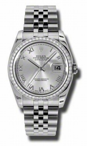 Rolex Datejust Silver Dial Automatic Diamond Bezel Steel Ladies Watch 116244SRJ
