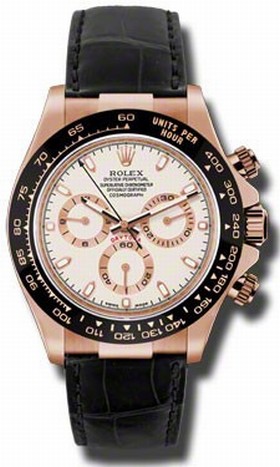 Rolex Cosmograph Daytona Ivory Dial Automatic Black Leather Men's Watch 116515ISL